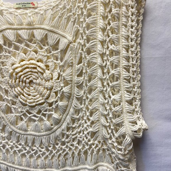 Vivid Collection Crochet Macrame Top Knit Cutout in Cream Women's - Picture 6 of 9